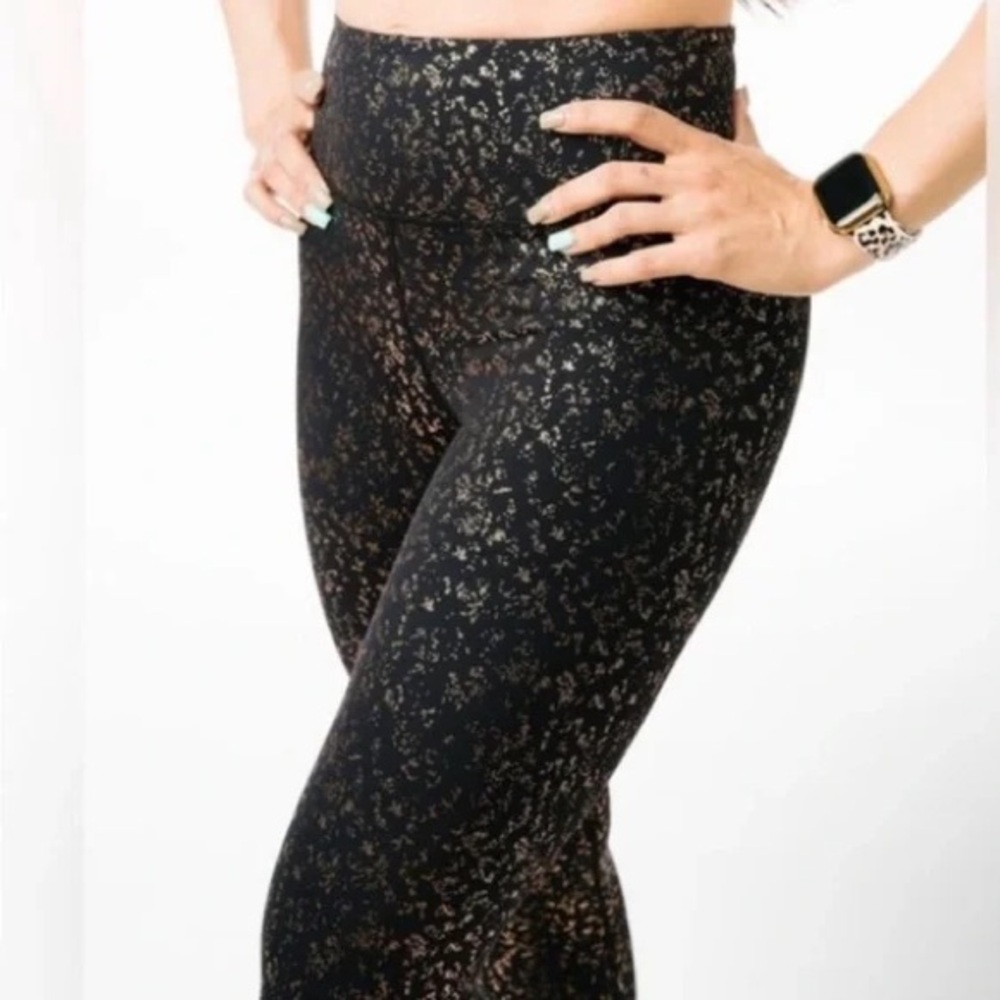 NEW Zyia Active Black Rose Gold Flake Light n Tight Hi-Rise 7/8 size 8-10